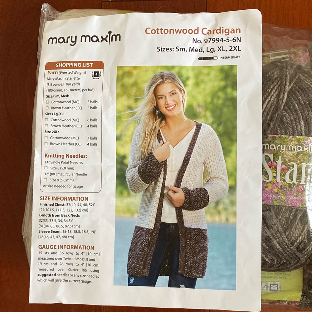 Cardigan sweater knitting kit size S-XL